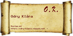 Odry Klára névjegykártya